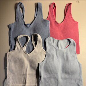 Set of FOUR Altar’d State Compression Ribbed Tank Top W/ Built In Bra
